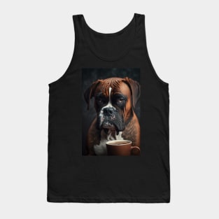 Brewed for the Tired Boxer: A Canine-Approved Print for Coffee Lovers Tank Top